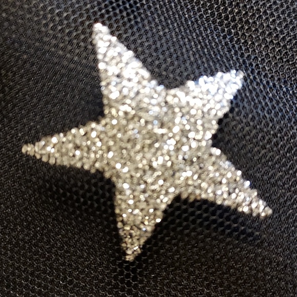 ModCloth Black Silver Star Print Ruffle Tiered Tulle Midi Dress Size M - Picture 5 of 8